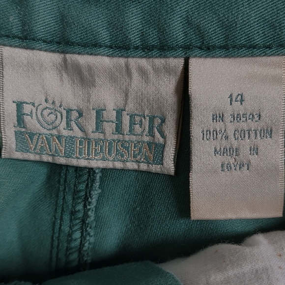 Shorts HIGH WAISTED Vintage Van Huesen For Her Size 14 Teal Green - Picture 6 of 9